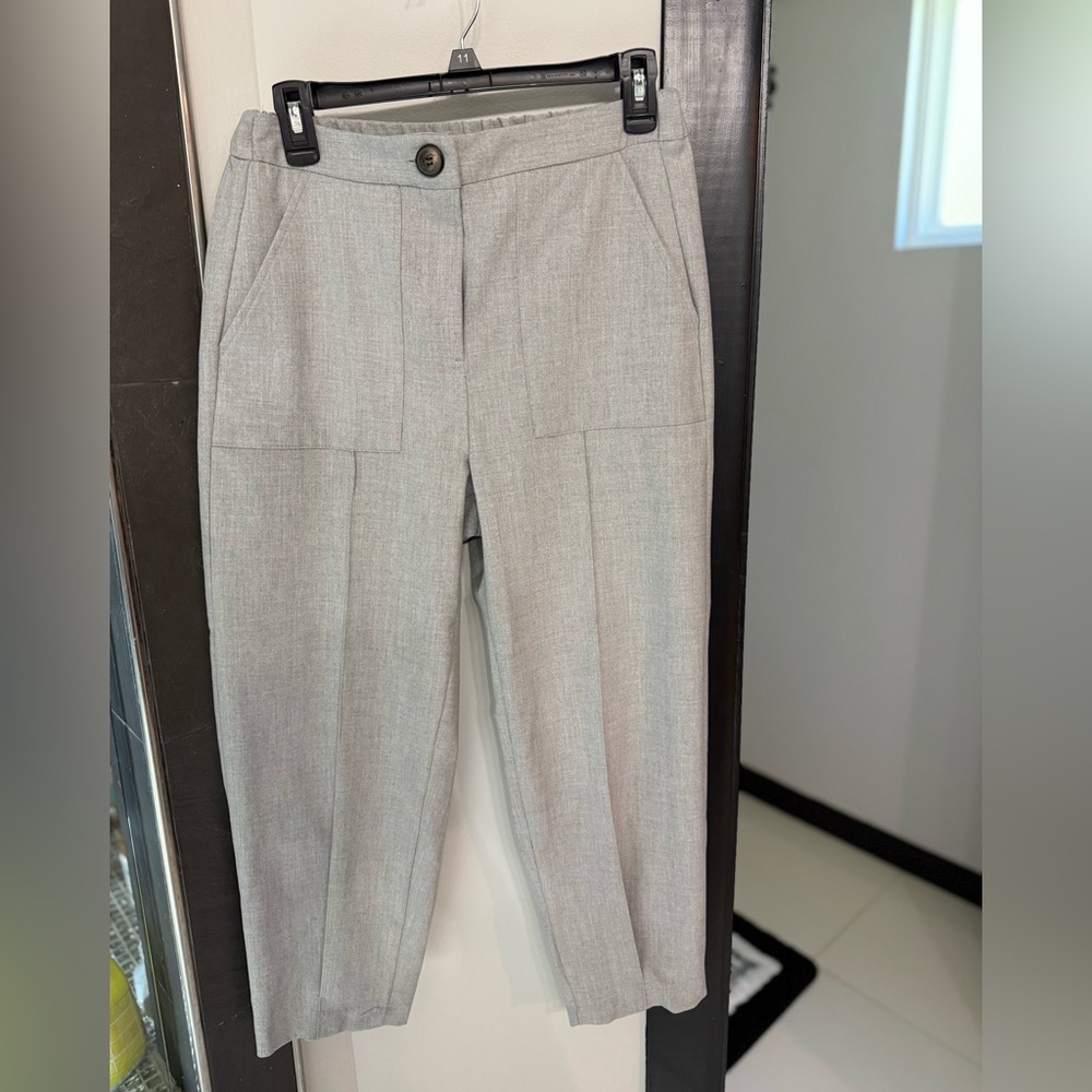 Zara Gray Ankle Cropped Pants